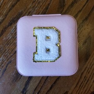 New Pink Jewelry Box with Gold and White 'B'